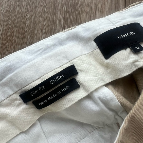 VINCE Cotton Twill Flat Front Griffith Chino Pant in British Khaki Size 32 - Picture 4 of 5